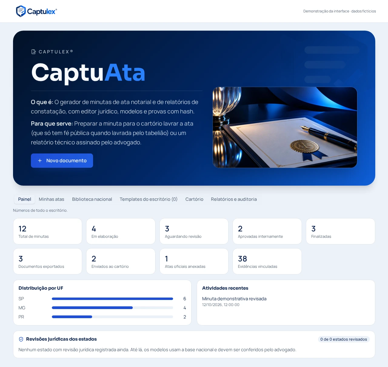 Tela original do CaptuAta com dados fictícios